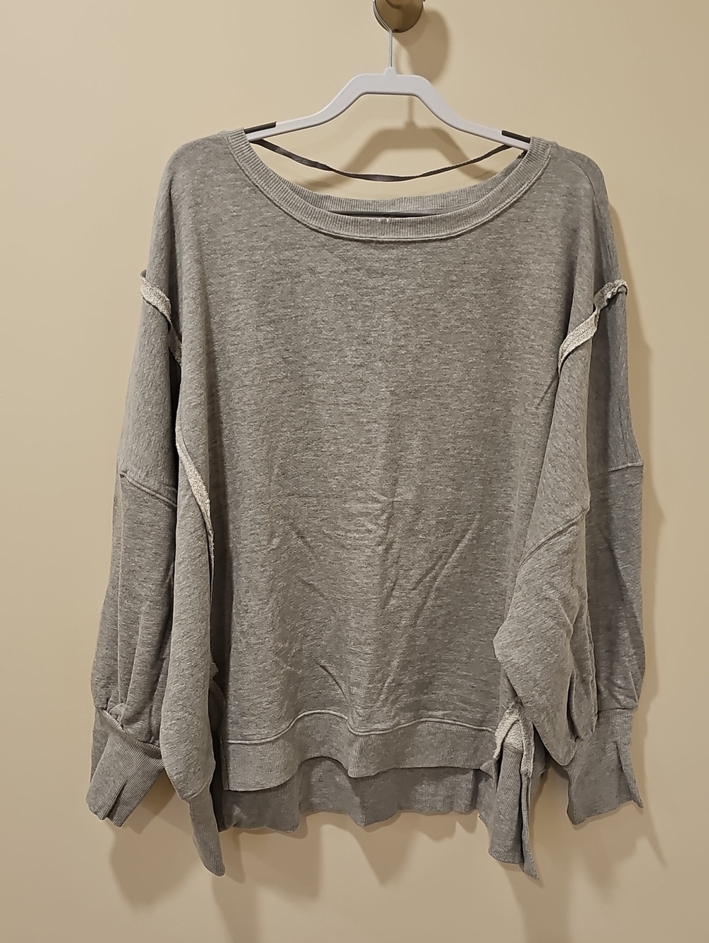 Free People We The Free Camden Sweatshirt; EUC; Size Large; Sand Heather Grey - Picture 3 of 9